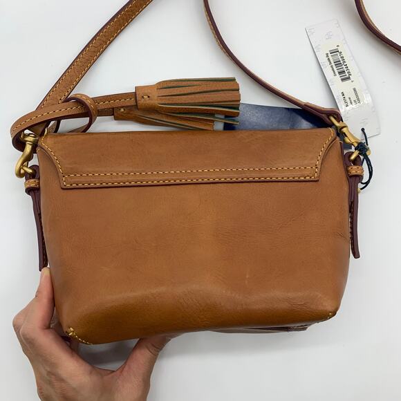 Dooney & Bourke Saddle Crossbody Bag Florentine Leather Brown Natural Purse - Picture 8 of 16